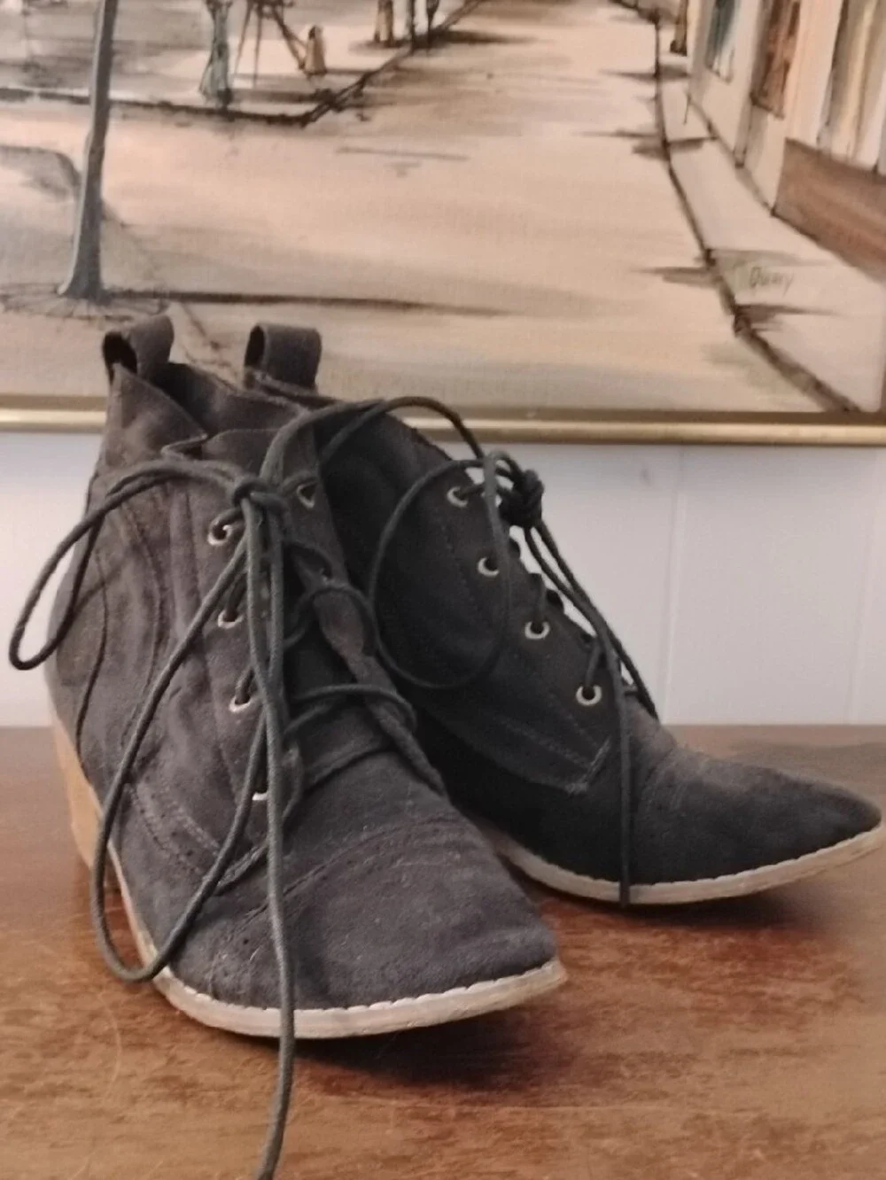MI.IM Lace-Up Suede Ankle Boots - Dark Gray